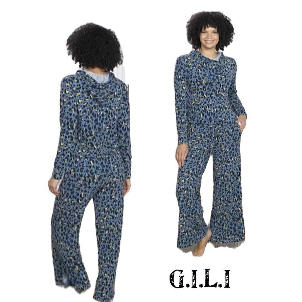 G.I.L.I. Brushed Jersey Wide Leg Pull-On Pants & Hoodie top size xs